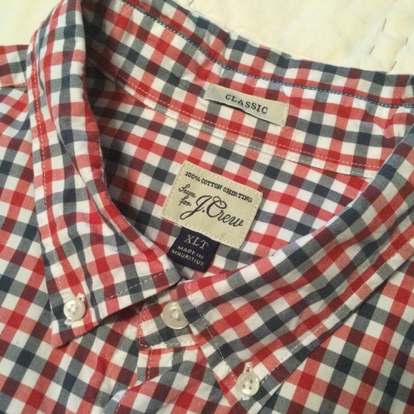 J Crew classic 100% cotton check button down shirt